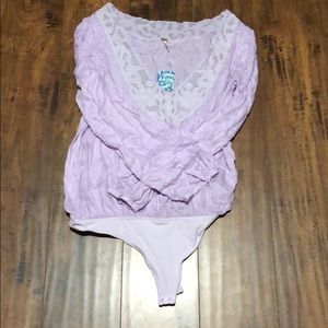 Free People Jezebel Lace Bodysuit Top